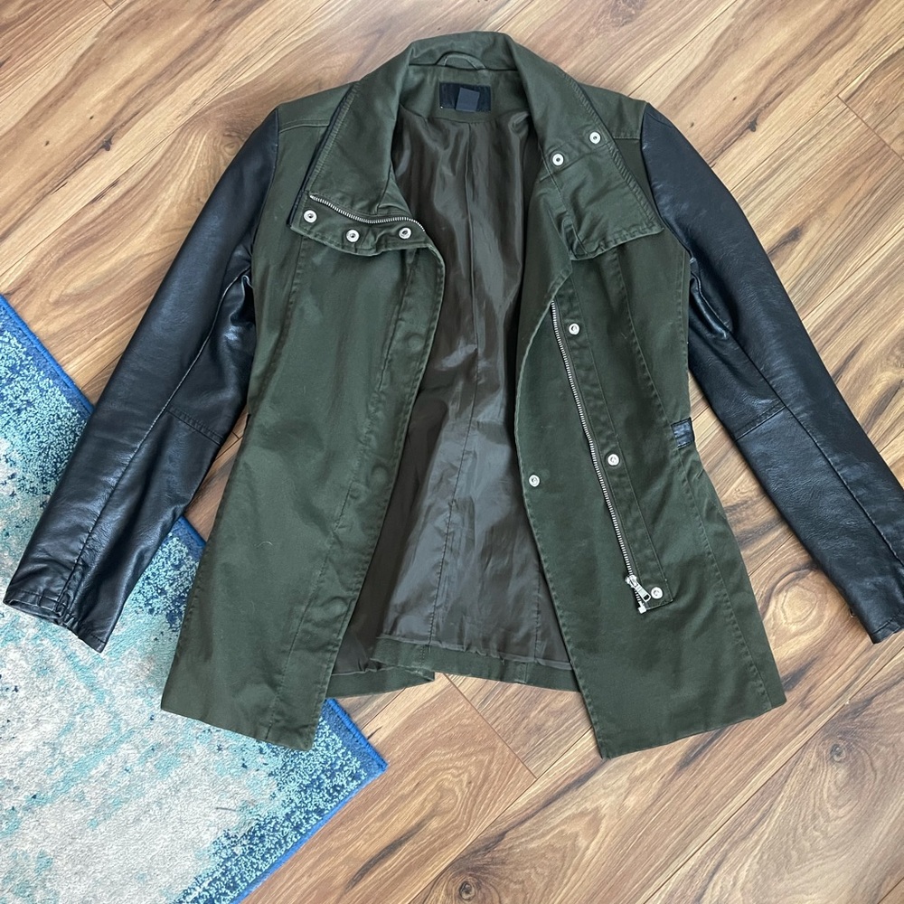 H&M Utility jacket w/ faux leather sleeves